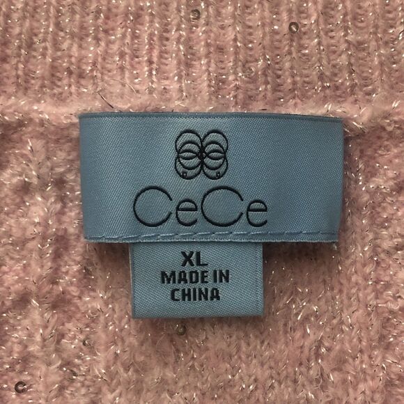 CeCe Women’s Pink Shimmer Sweater Size XL NWT - Picture 4 of 13